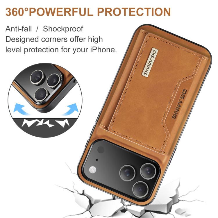 For iPhone 17 Pro Max DG.MING M2 Series 3-Fold Card Bag Wallet Leather Phone Case(Brown) by DG.MING