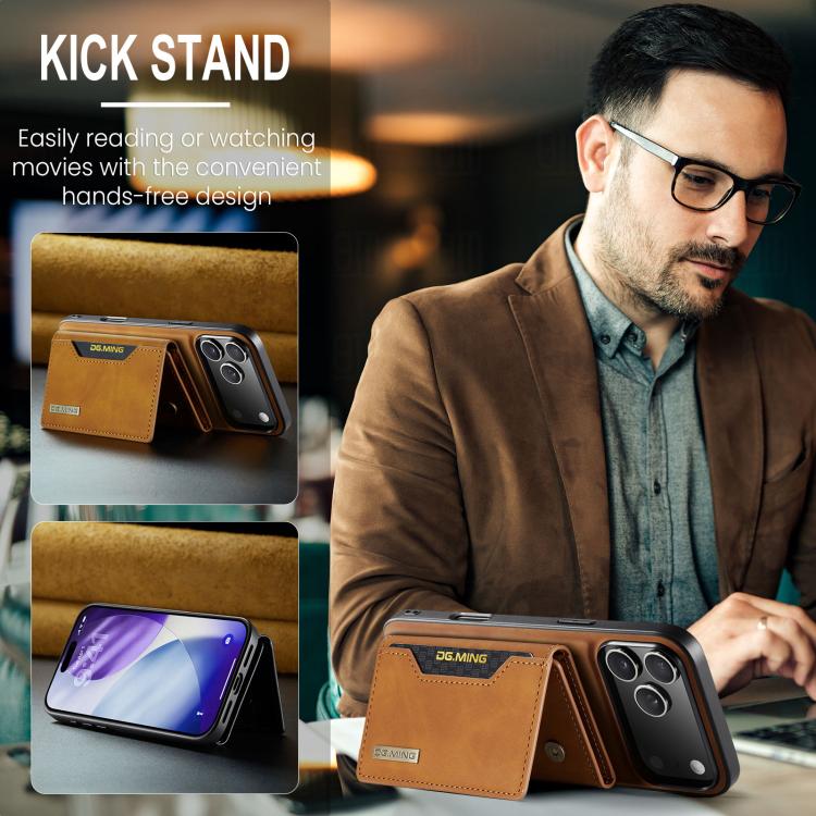 For iPhone 17 Pro Max DG.MING M2 Series 3-Fold Card Bag Wallet Leather Phone Case(Brown) by DG.MING