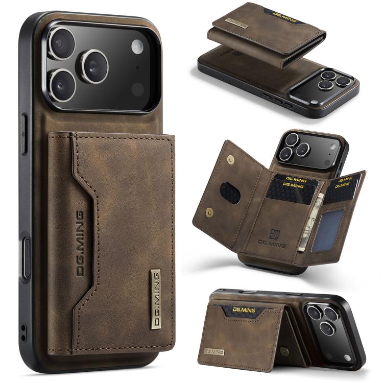 For iPhone 17 Pro Max DG.MING M2 Series 3-Fold Card Bag Wallet Leather Phone Case(Coffee) by DG.MING