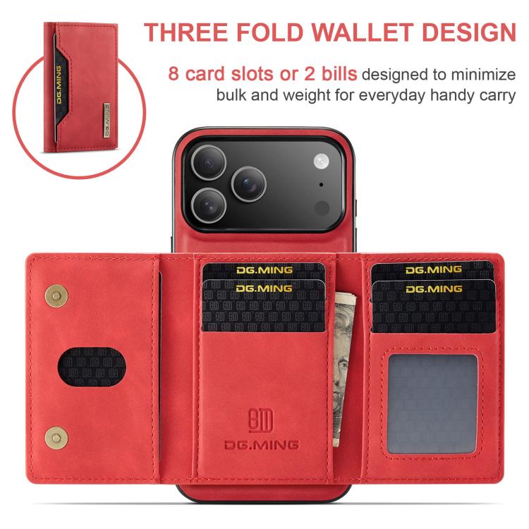 For iPhone 17 Pro Max DG.MING M2 Series 3-Fold Card Bag Wallet Leather Phone Case(Red) by DG.MING