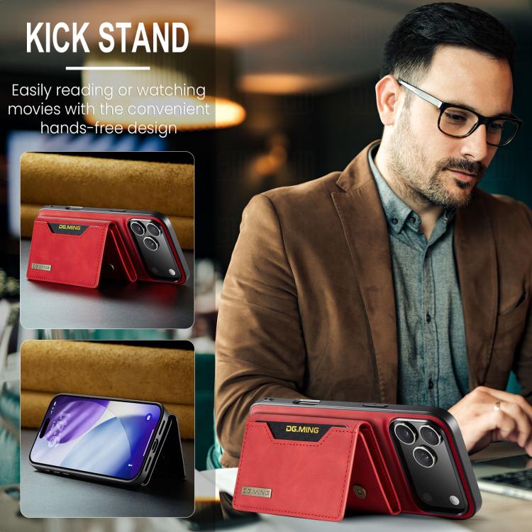 For iPhone 17 Pro Max DG.MING M2 Series 3-Fold Card Bag Wallet Leather Phone Case(Red) by DG.MING
