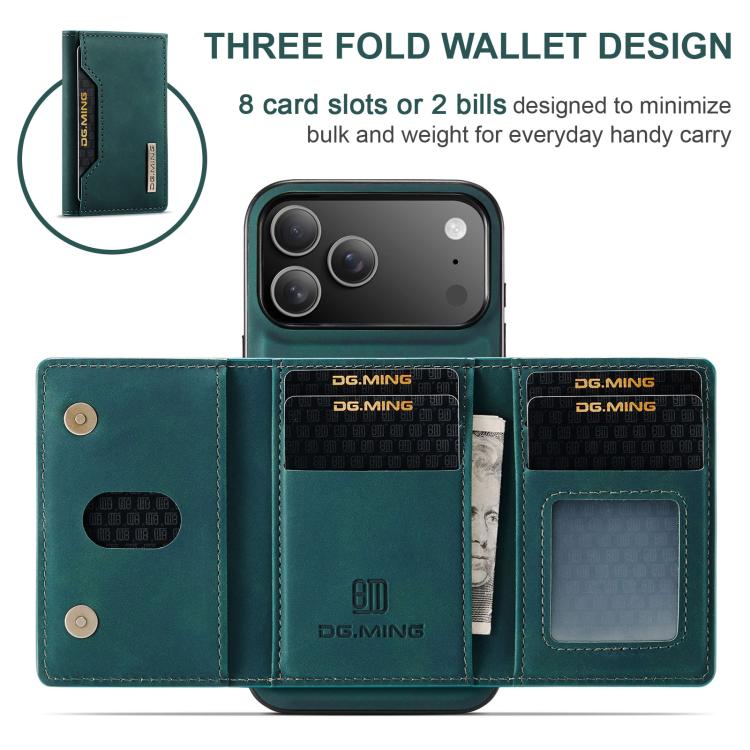 For iPhone 17 Pro Max DG.MING M2 Series 3-Fold Card Bag Wallet Leather Phone Case(Green) by DG.MING