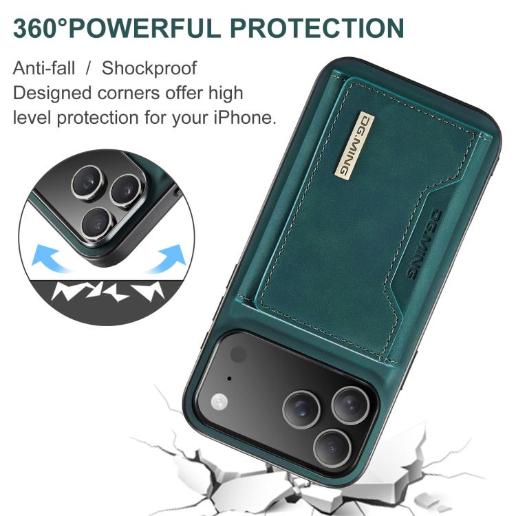 For iPhone 17 Pro Max DG.MING M2 Series 3-Fold Card Bag Wallet Leather Phone Case(Green) by DG.MING