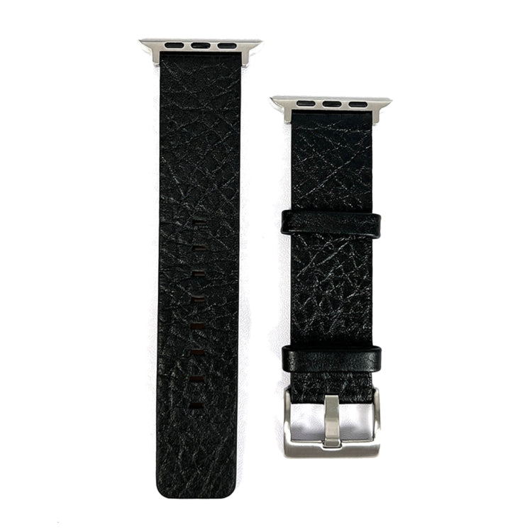 For Apple Watch 8 41mm Buffalo Leather Watch Band(Black) by bashfashion