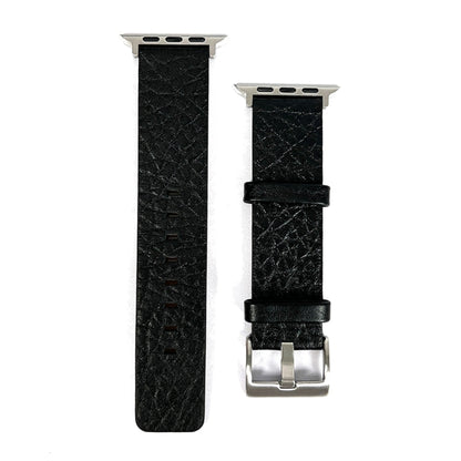 For Apple Watch 8 41mm Buffalo Leather Watch Band(Black) by bashfashion