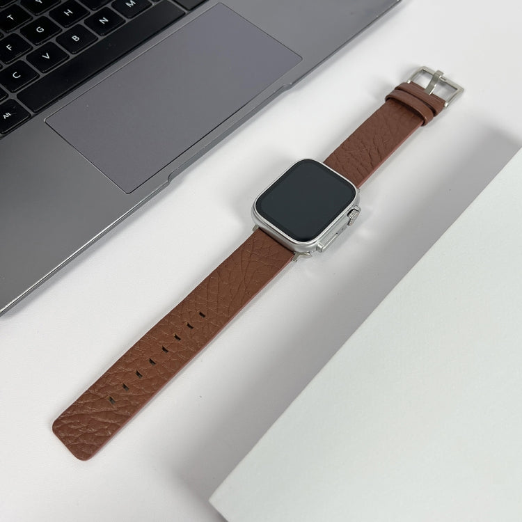 For Apple Watch 8 41mm Buffalo Leather Watch Band(Brown) by bashfashion
