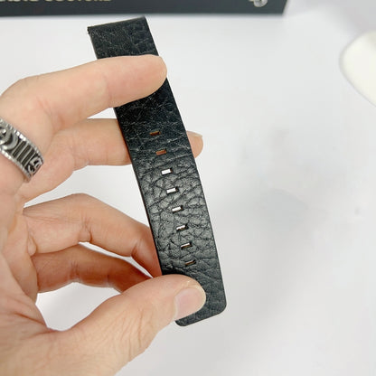 For Apple Watch 9 41mm Buffalo Leather Watch Band(Black) by bashfashion