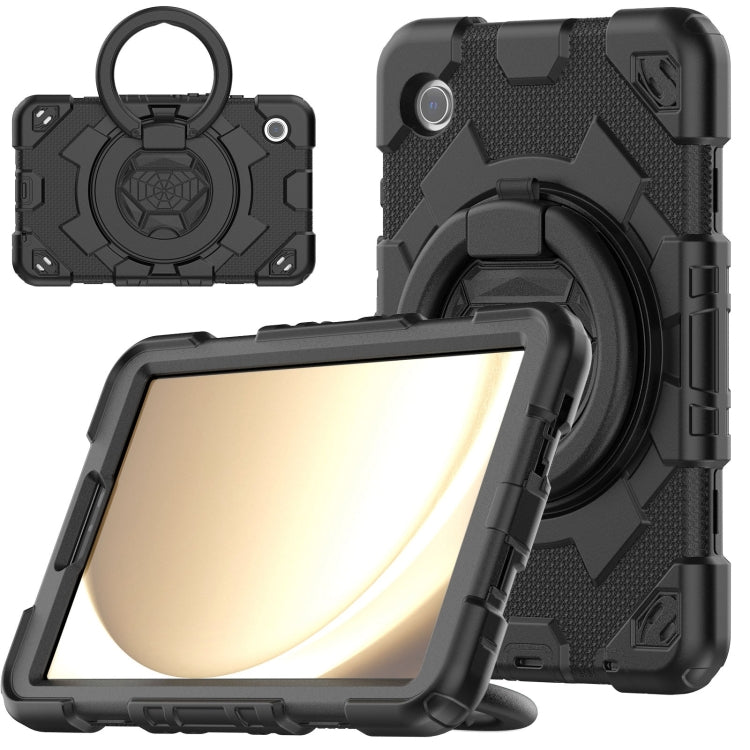 For Samsung Galaxy Tab A11 / A9 Spider Rotation Handle Silicone Hybrid PC Tablet Case(Black) by bashfashion