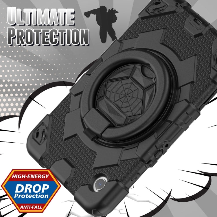 For Samsung Galaxy Tab A11 / A9 Spider Rotation Handle Silicone Hybrid PC Tablet Case(Black) by bashfashion