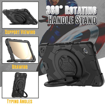 For Samsung Galaxy Tab A11 / A9 Spider Rotation Handle Silicone Hybrid PC Tablet Case(Black) by bashfashion