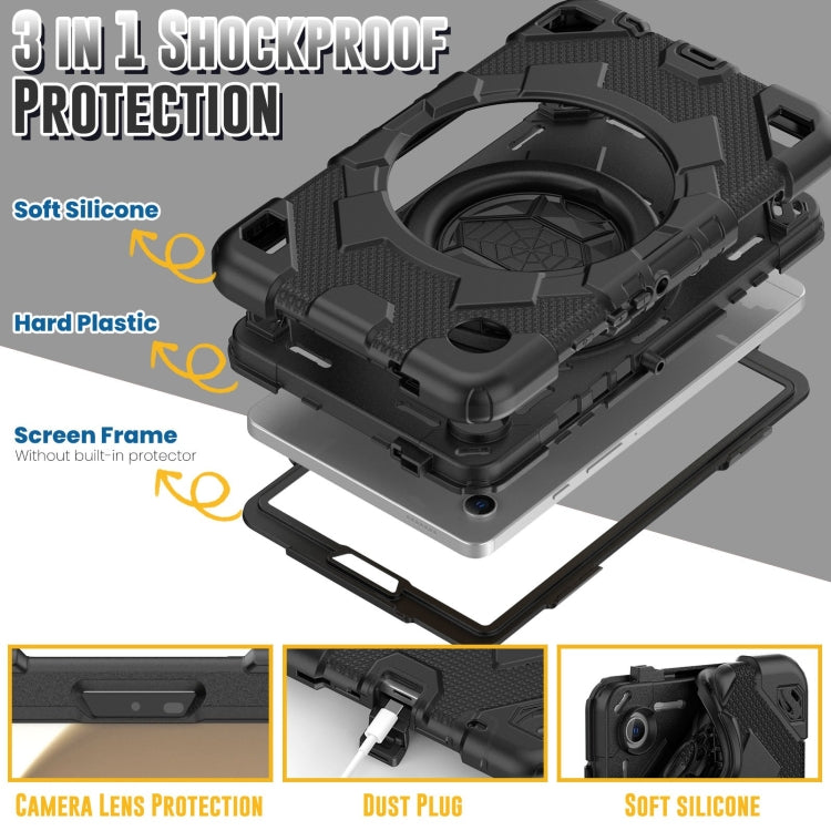 For Samsung Galaxy Tab A11 / A9 Spider Rotation Handle Silicone Hybrid PC Tablet Case(Black) by bashfashion