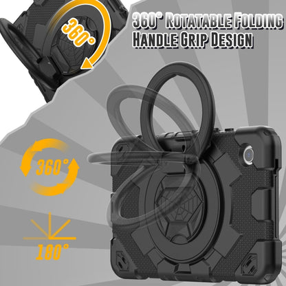 For Samsung Galaxy Tab A11 / A9 Spider Rotation Handle Silicone Hybrid PC Tablet Case(Black) by bashfashion