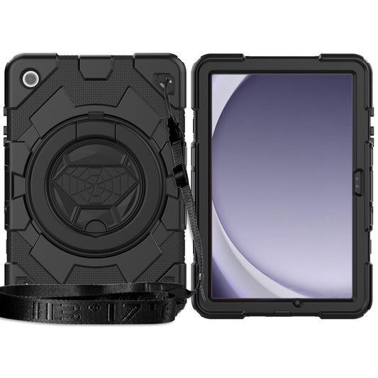 For Samsung Galaxy Tab A11+ / A9+ Spider Rotation Handle Silicone Hybrid PC Tablet Case(Black) by bashfashion