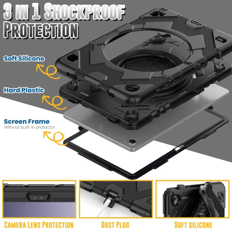 For Samsung Galaxy Tab A11+ / A9+ Spider Rotation Handle Silicone Hybrid PC Tablet Case(Black) by bashfashion