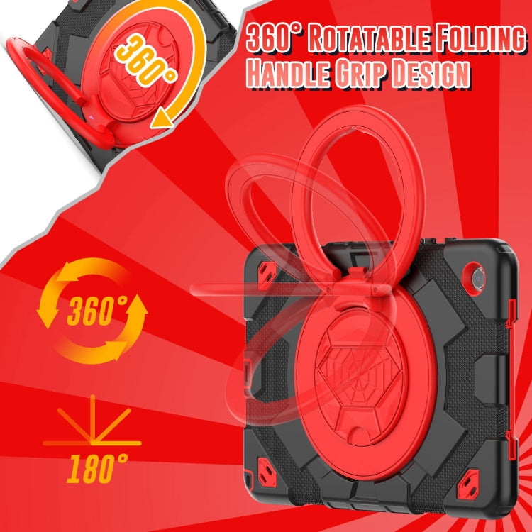 For Samsung Galaxy Tab A11+ / A9+ Spider Rotation Handle Silicone Hybrid PC Tablet Case(Black Red) by bashfashion