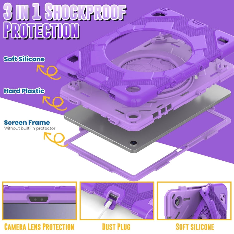 For Samsung Galaxy Tab A11+ / A9+ Spider Rotation Handle Silicone Hybrid PC Tablet Case(Purple) by bashfashion
