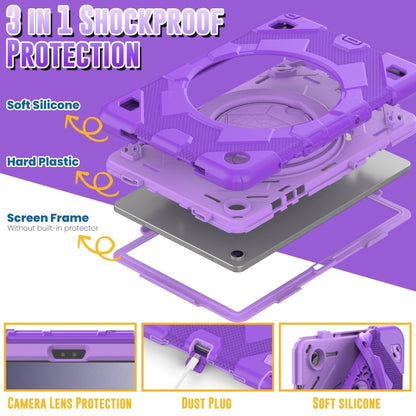 For Samsung Galaxy Tab A11+ / A9+ Spider Rotation Handle Silicone Hybrid PC Tablet Case(Purple) by bashfashion