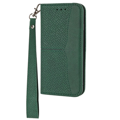 For iPhone 16e Woven Texture Stitching Magnetic Leather Phone Case(Green) by bashfashion