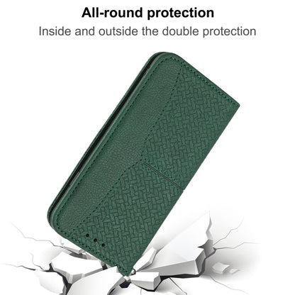 For iPhone 16e Woven Texture Stitching Magnetic Leather Phone Case(Green) by bashfashion