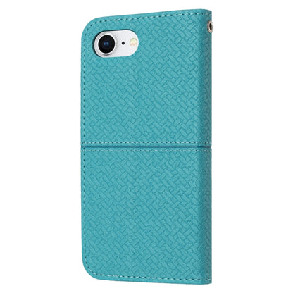 For iPhone 16e Woven Texture Stitching Magnetic Leather Phone Case(Blue) by bashfashion