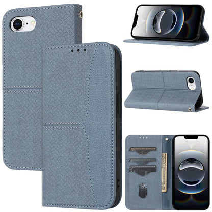 For iPhone 16e Woven Texture Stitching Magnetic Leather Phone Case(Grey) by bashfashion