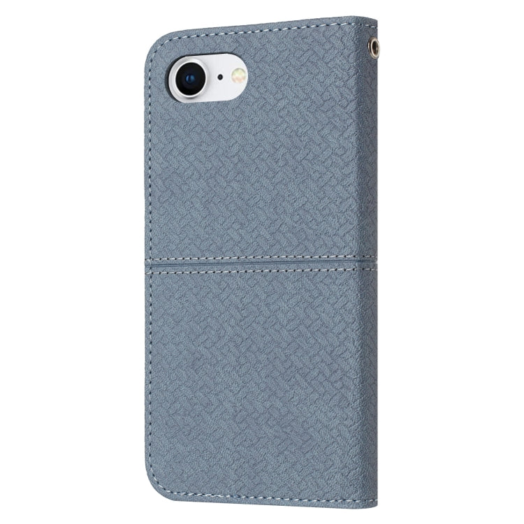For iPhone 16e Woven Texture Stitching Magnetic Leather Phone Case(Grey) by bashfashion