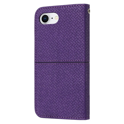 For iPhone 16e Woven Texture Stitching Magnetic Leather Phone Case(Purple) by bashfashion