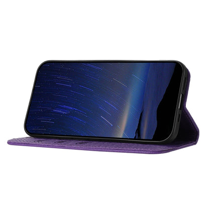 For iPhone 16e Woven Texture Stitching Magnetic Leather Phone Case(Purple) by bashfashion