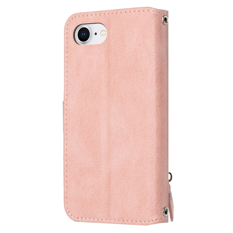 For iPhone 16e Oil Skin Zipper Wallet Leather Phone Case(Pink) by bashfashion