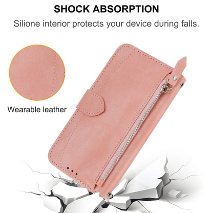 For iPhone 16e Oil Skin Zipper Wallet Leather Phone Case(Pink) by bashfashion