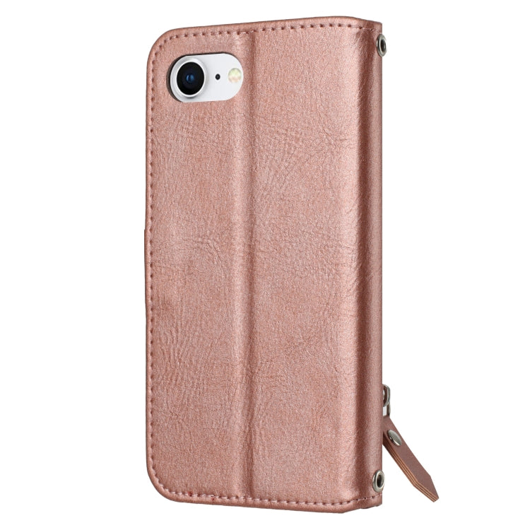 For iPhone 16e Oil Skin Zipper Wallet Leather Phone Case(Rose Gold) by bashfashion