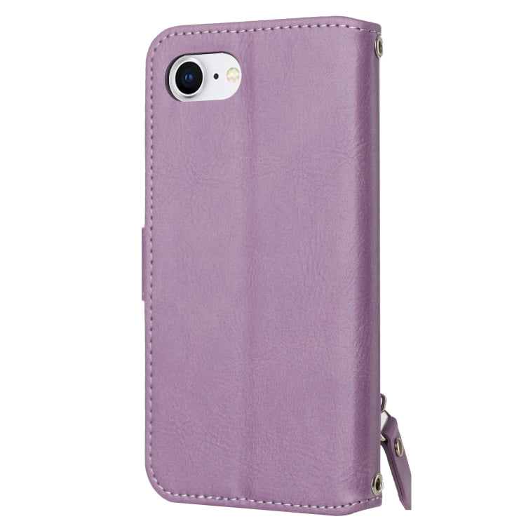 For iPhone 16e Oil Skin Zipper Wallet Leather Phone Case(Purple) by bashfashion