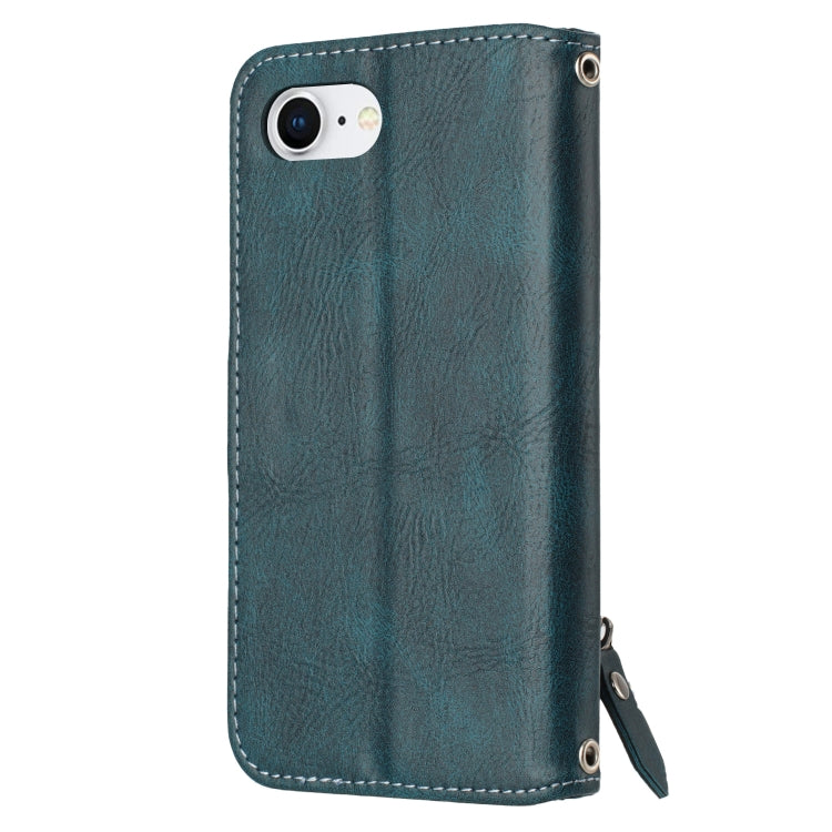 For iPhone 16e Oil Skin Zipper Wallet Leather Phone Case(Blue) by bashfashion