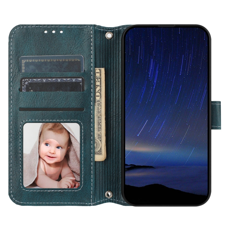 For iPhone 16e Oil Skin Zipper Wallet Leather Phone Case(Blue) by bashfashion