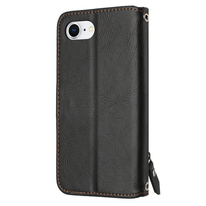 For iPhone 16e Oil Skin Zipper Wallet Leather Phone Case(Black) by bashfashion