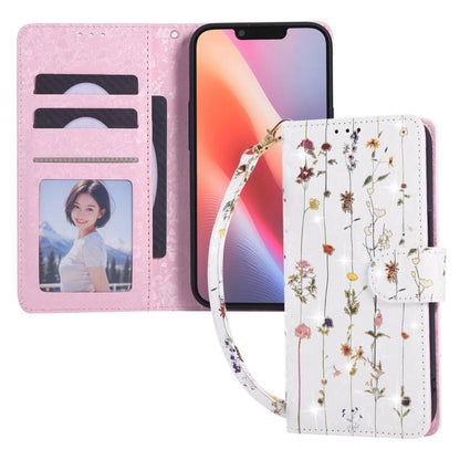 For iPhone 16e Bronzing Painting RFID Leather Case(Dreid Flower World) by bashfashion