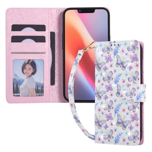 For iPhone 16e Bronzing Painting RFID Leather Case(Pansies) by bashfashion