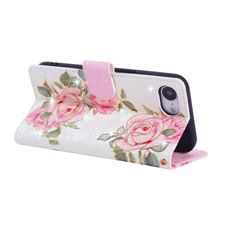 For iPhone 16e Bronzing Painting RFID Leather Case(Rose Flower) by bashfashion