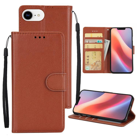 For iPhone 16e 3-Card Slots Multifunctional Leather Phone Case(Brown) by bashfashion