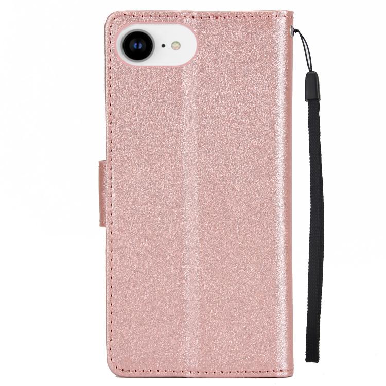 For iPhone 16e 3-Card Slots Multifunctional Leather Phone Case(Rose Gold) by bashfashion