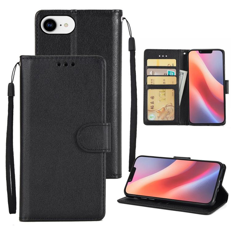 For iPhone 16e 3-Card Slots Multifunctional Leather Phone Case(Black) by bashfashion