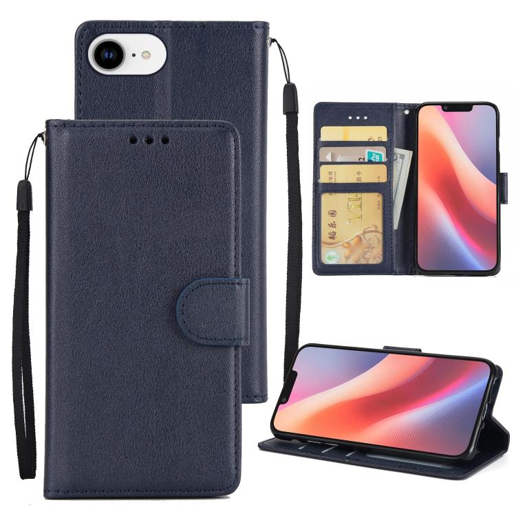 For iPhone 16e 3-Card Slots Multifunctional Leather Phone Case(Blue) by bashfashion