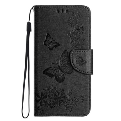 For iPhone 16e Butterfly Embossed Flip Leather Phone Case(Black) by bashfashion