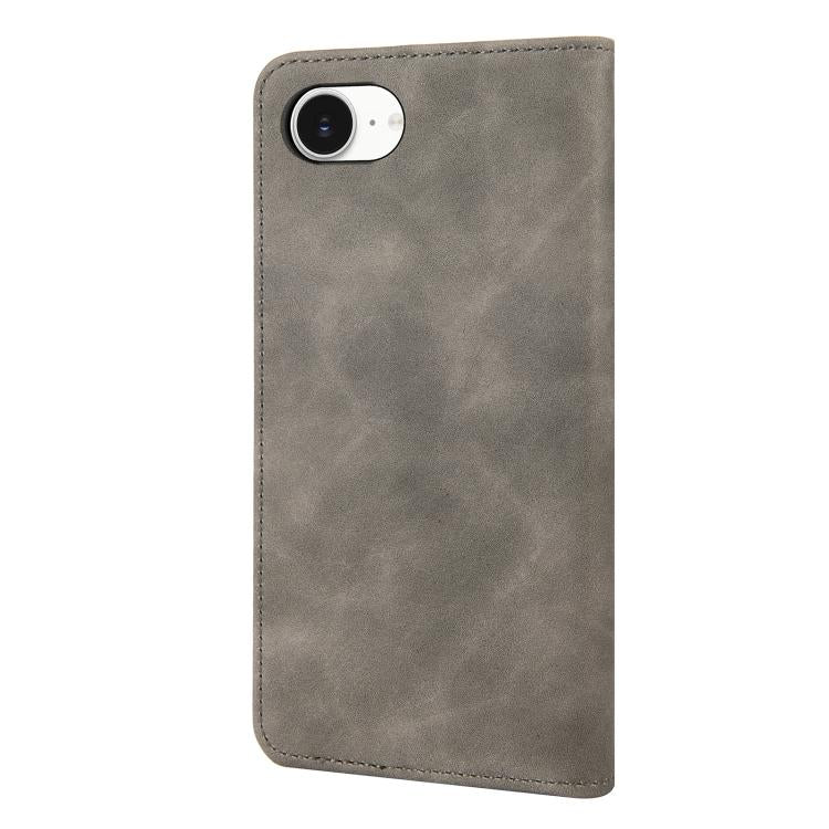 For iPhone 16e Skin Feel Splicing Leather Phone Case(Grey) by bashfashion