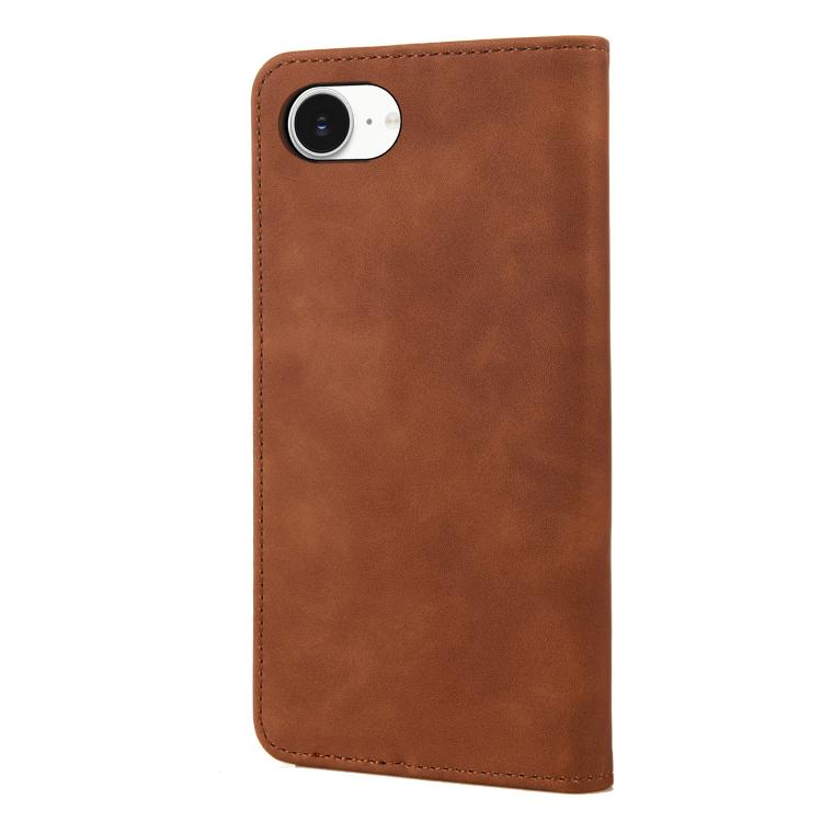 For iPhone 16e Skin Feel Splicing Leather Phone Case(Brown) by bashfashion
