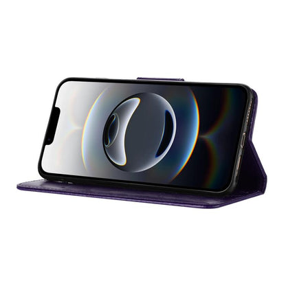 For iPhone 16e Butterfly Flower Pattern Flip Leather Phone Case(Dark Purple) by bashfashion