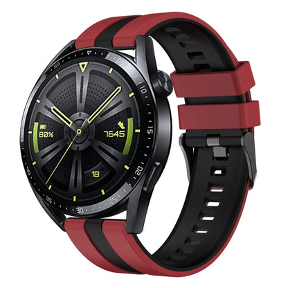 For Huawei Watch GT 3 / GT 3 Pro Vertical Two Color Silicone Watch Band(Dark Red+Black) by bashfashion