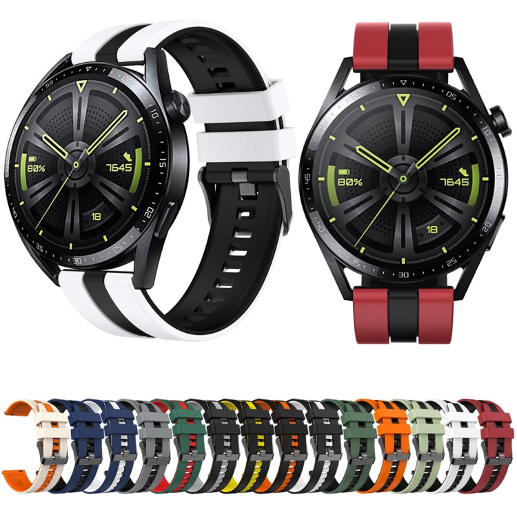 For Huawei Watch GT 3 / GT 3 Pro Vertical Two Color Silicone Watch Band(Dark Red+Black) by bashfashion