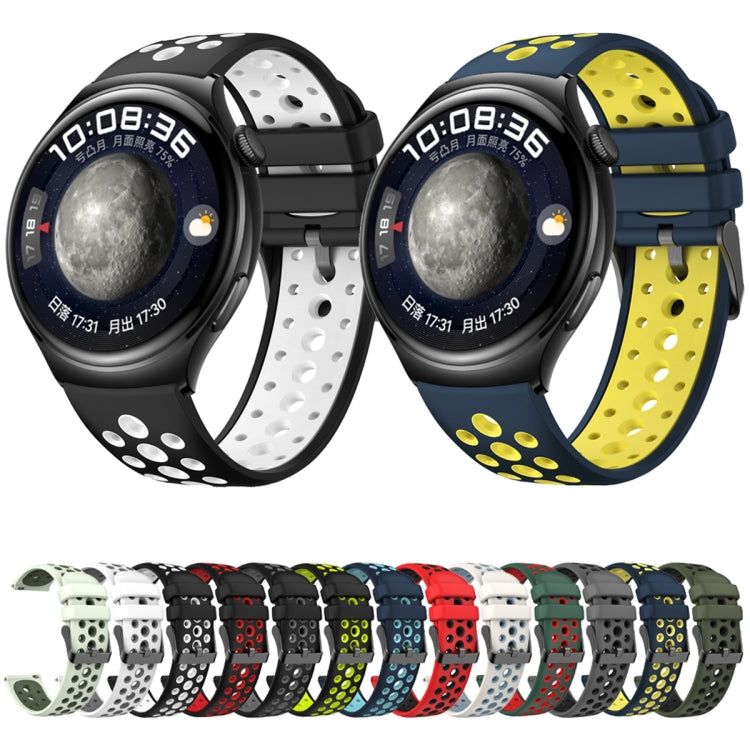 For Huawei Watch 4 Two Color Round Hole Silicone Watch Band(Mint Green) by bashfashion