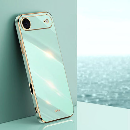 For iPhone Air XINLI Straight Edge 6D Electroplate TPU Phone Case(Mint Green) by XINLI